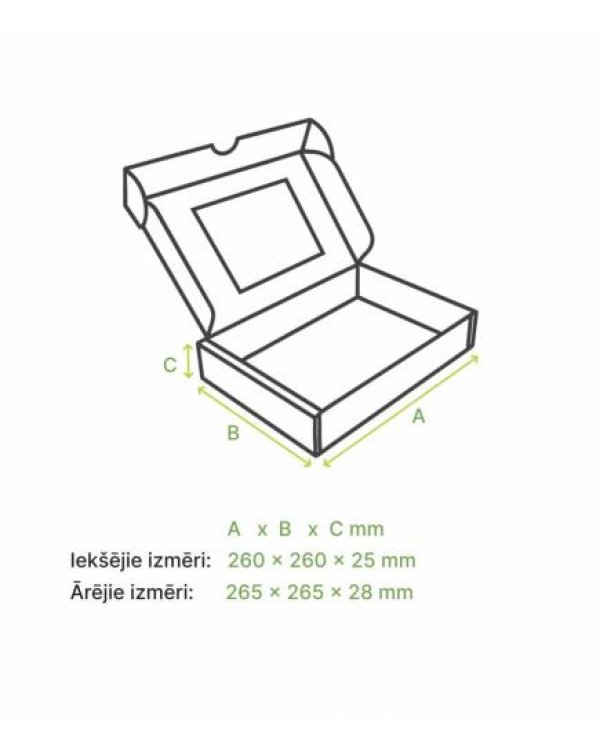 Mikrogofras kaste  26x26x2,5cm