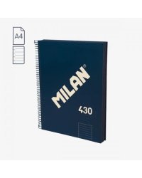 Spirāļklade A4/160 LĪNIJU cietos vākos Milan zila