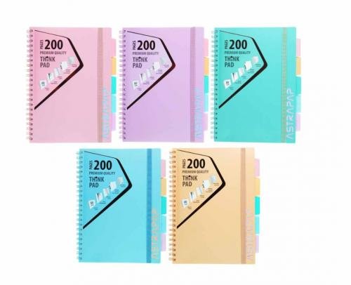 Spirālbloks A4/200 rūtinu ar 5 atdalītājiem  unisex line pastel