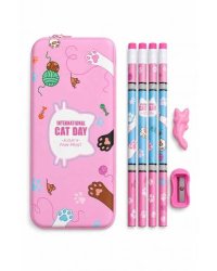 Penālis Cat Day ar 4 HB zīmuļiem zīmuļasināmo