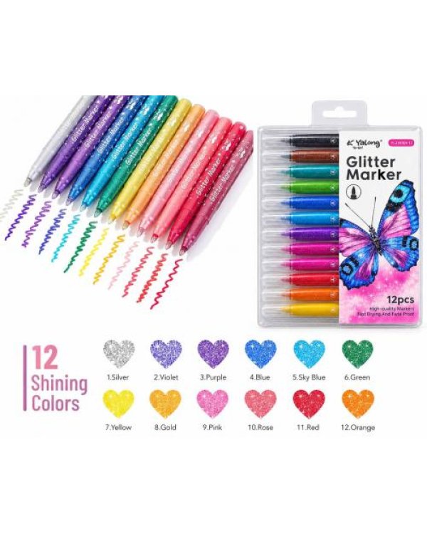 Дополнительное изображение книги «Flomasteri Glitter 12 krāsu yl235105-12»