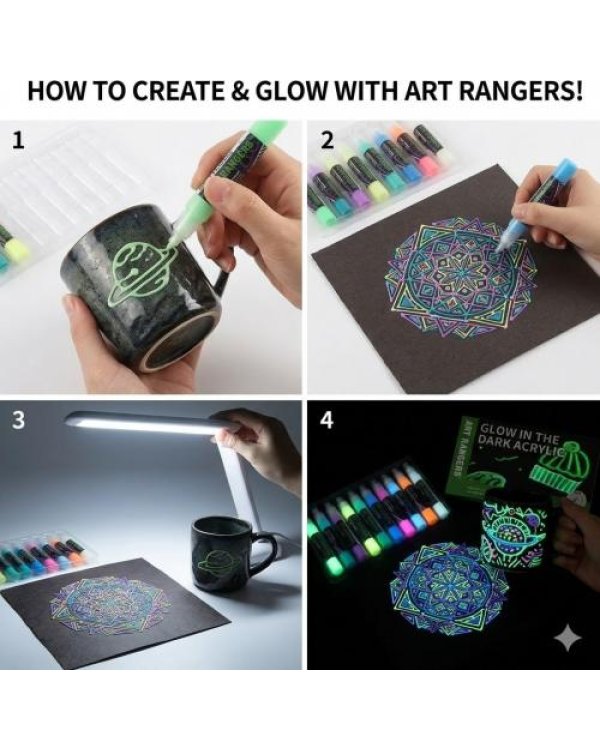 Дополнительное изображение книги «Akrila flomasteru komplekts 10x30ml tumsā spīd Art»