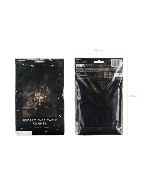 Spider Web Table Runner, black, 185x45cm