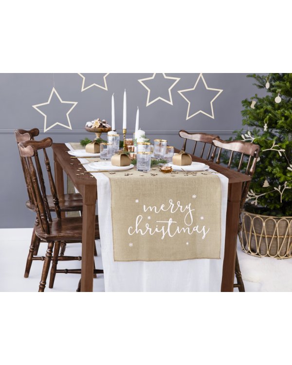 Muslin table runner, light cream, 0.70x5m