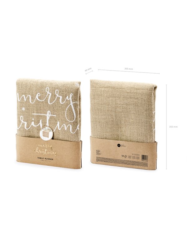 Jute table runner Merry Christmas, white, 50x250cm