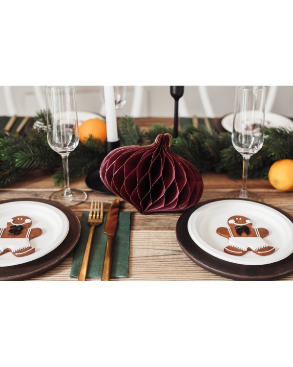 Paper honeycomb ornament Oval, deep red, 16x15cm