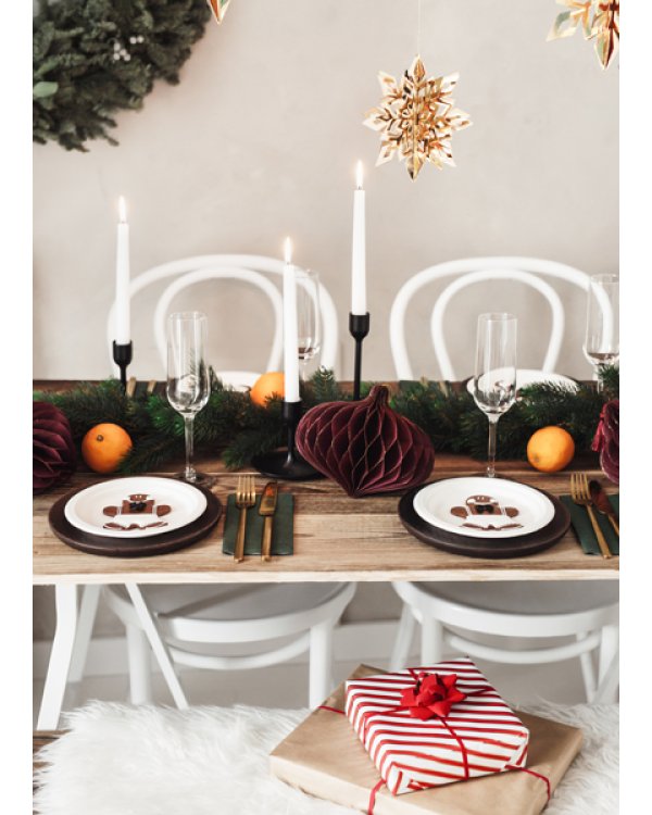 Paper honeycomb ornament Oval, deep red, 16x15cm