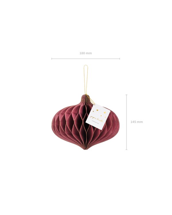 Paper honeycomb ornament Oval, deep red, 16x15cm