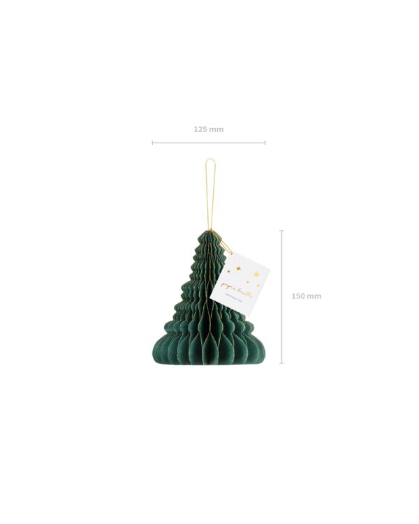 Paper honeycomb ornament Christmas tree, bottle green, 15cm