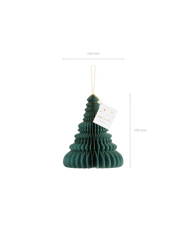 Paper honeycomb ornament Christmas tree, bottle green, 20cm