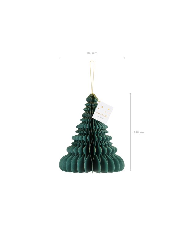 Paper honeycomb ornament Christmas tree, bottle green, 24cm