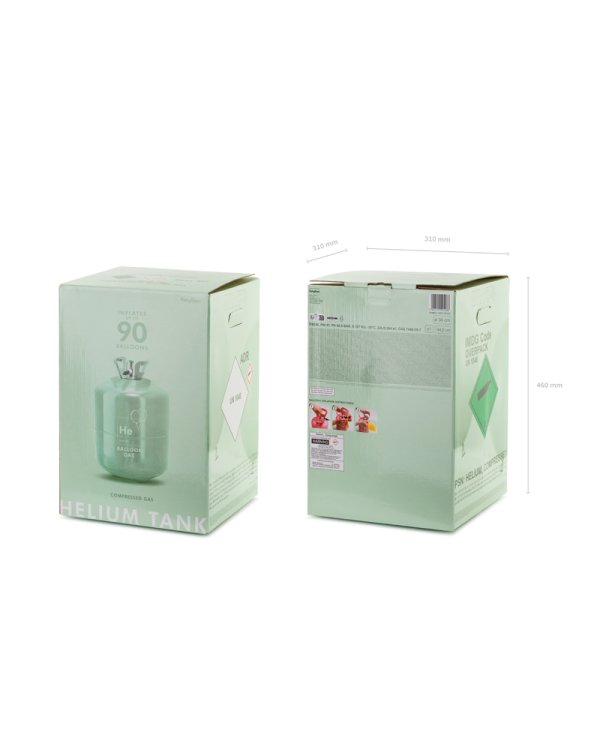 Helium tank, green, max 90 balloons