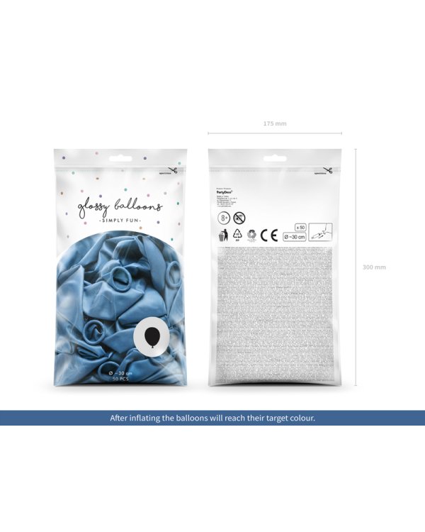 Glossy Balloons 30cm, blue (1 pkt / 50 pc.)