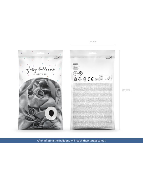 Glossy Balloons 30cm, silver (1 pkt / 50 pc.)