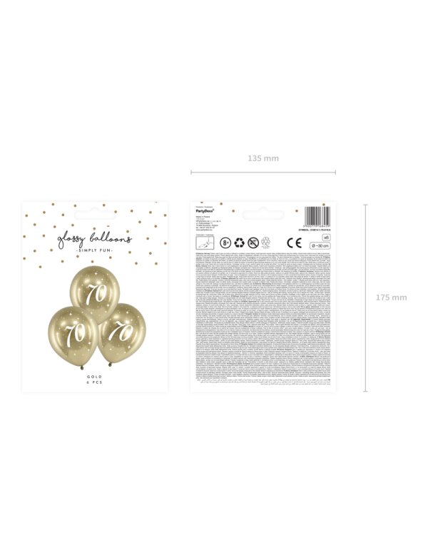 Glossy Balloons 30cm, 70, gold (1 pkt / 6 pc.)