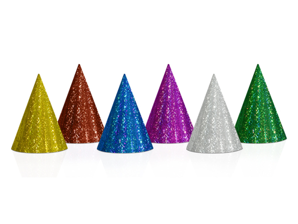 Holographic party hats, mix, 16cm (1 pkt / 20 pc.) Holographic party hats, mix, 16cm (1 pkt / 20 pc.)