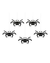 Paper decoration Spiders, 27x17 cm, black (1 pkt / 5 pc.)