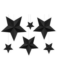 Decoration Stars, black (1 pkt / 6 pc.)