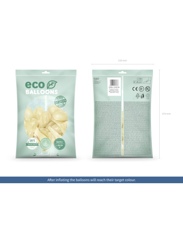 Eco Balloons 26cm, crystal clear (1 pkt / 100 pc.)