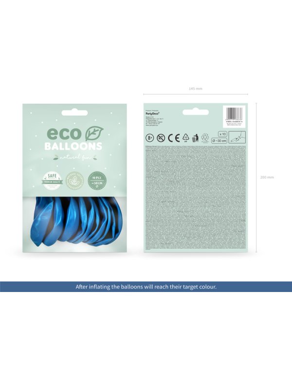 Eco Balloons 26cm metallic, blue (1 pkt / 10 pc.)