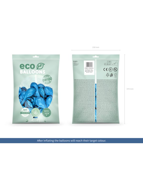 Eco Balloons 26cm metallic, light blue (1 pkt / 100 pc.)