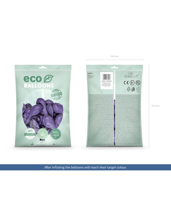Eco Balloons 26cm metallic, lavender (1 pkt / 100 pc.)