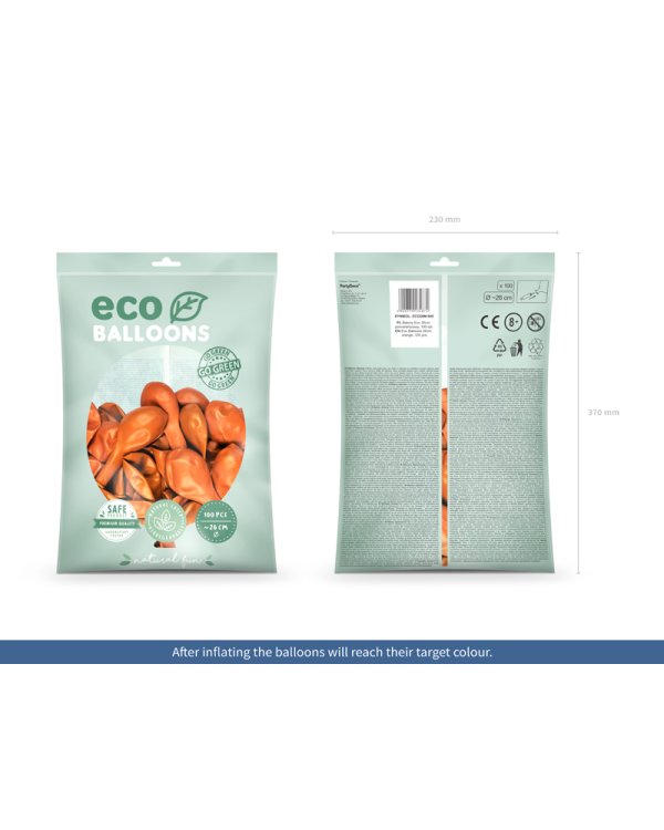 Eco Balloons 26cm metallic, orange (1 pkt / 100 pc.)