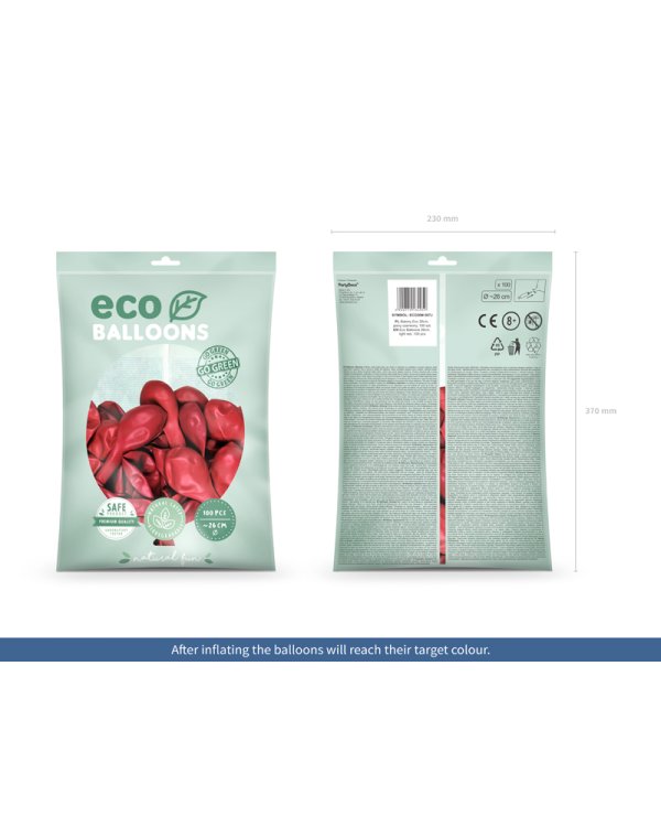 Eco Balloons 26cm metallic, light red (1 pkt / 100 pc.)