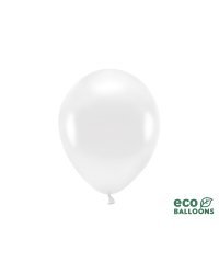 Eco Balloons 26cm metallic, white (1 pkt / 100 pc.)