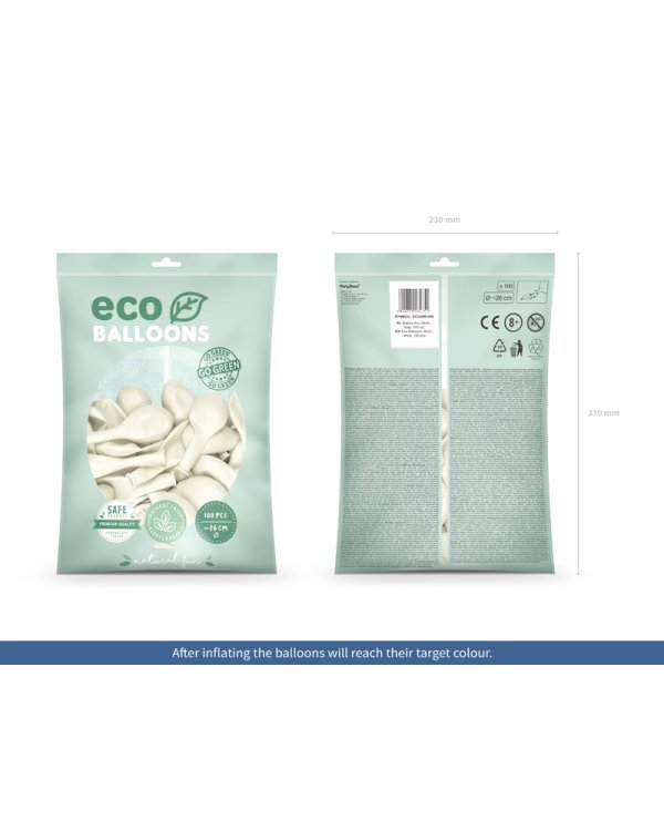Eco Balloons 26cm metallic, white (1 pkt / 100 pc.)
