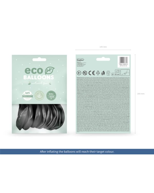 Eco Balloons 26cm metallic, black (1 pkt / 10 pc.)