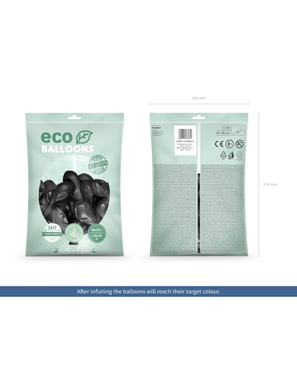 Eco Balloons 26cm metallic, black (1 pkt / 100 pc.)