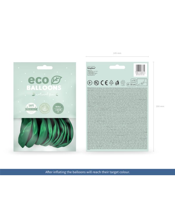 Eco Balloons 26cm metallic, green (1 pkt / 10 pc.)