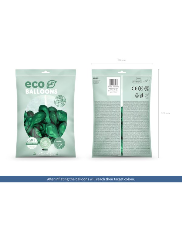Eco Balloons 26cm metallic, green (1 pkt / 100 pc.)