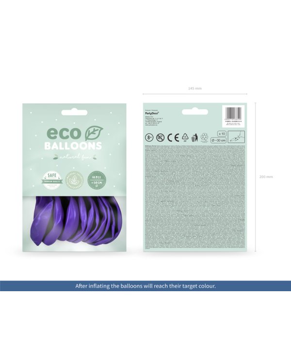 Eco Balloons 26cm metallic, violet (1 pkt / 10 pc.)