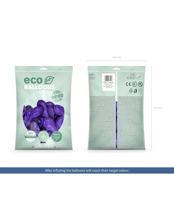 Eco Balloons 26cm metallic, violet (1 pkt / 100 pc.)