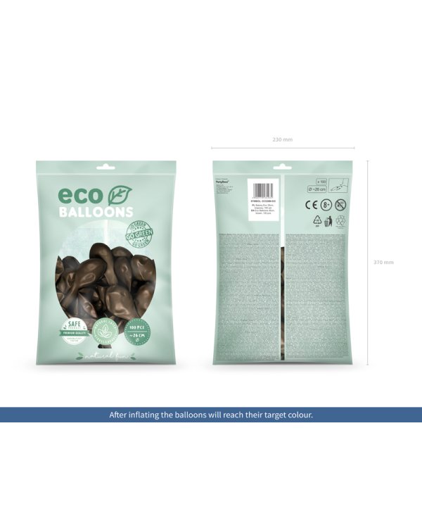 Eco Balloons 26cm metallic, brown (1 pkt / 100 pc.)