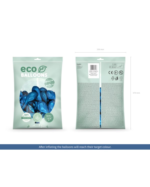Eco Balloons 26cm metallic, navy blue (1 pkt / 100 pc.)