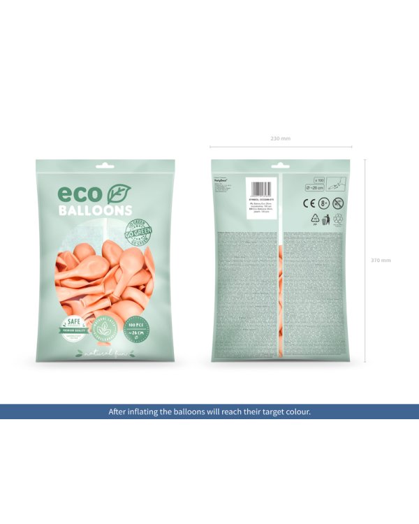 Eco Balloons 26cm metallic, peach (1 pkt / 100 pc.)