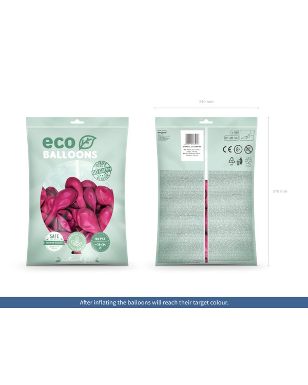 Eco Balloons 26cm metallic, fuchsia (1 pkt / 100 pc.)