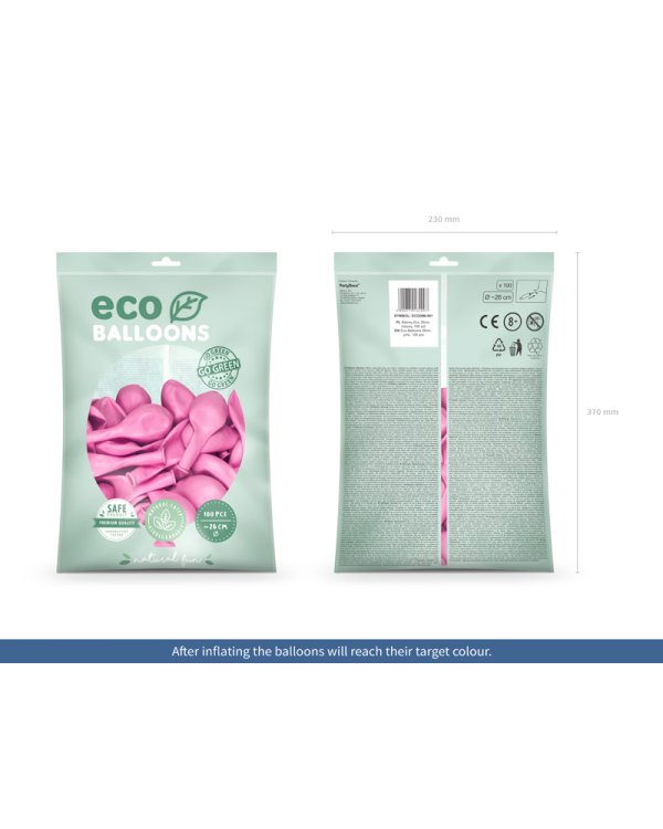 Eco Balloons 26cm metallic, pink (1 pkt / 100 pc.)