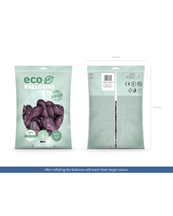 Eco Balloons 26cm metallic, deep red (1 pkt / 100 pc.)