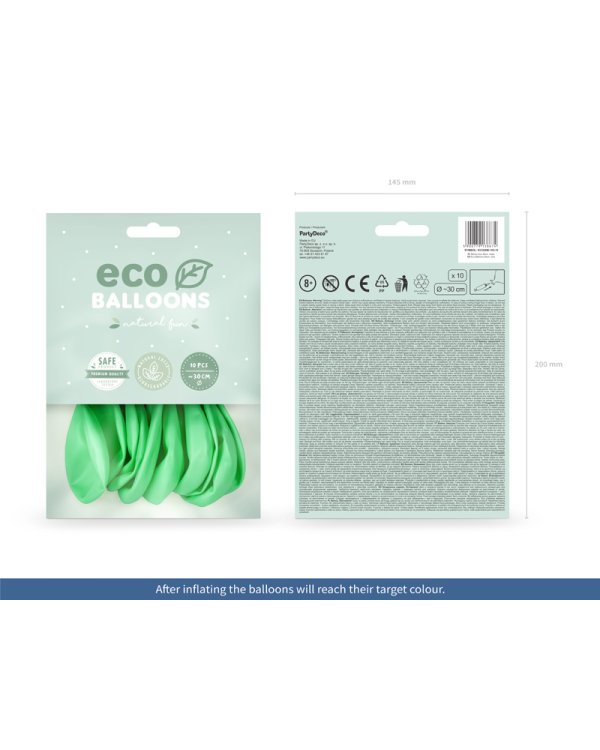 Eco Balloons 26cm metallic, mint (1 pkt / 10 pc.)