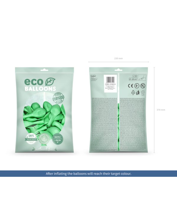 Eco Balloons 26cm metallic, mint (1 pkt / 100 pc.)