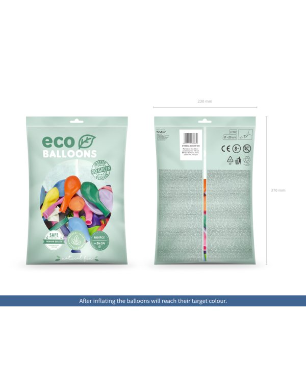 Eco Balloons 26cm pastel, mix (1 pkt / 100 pc.)