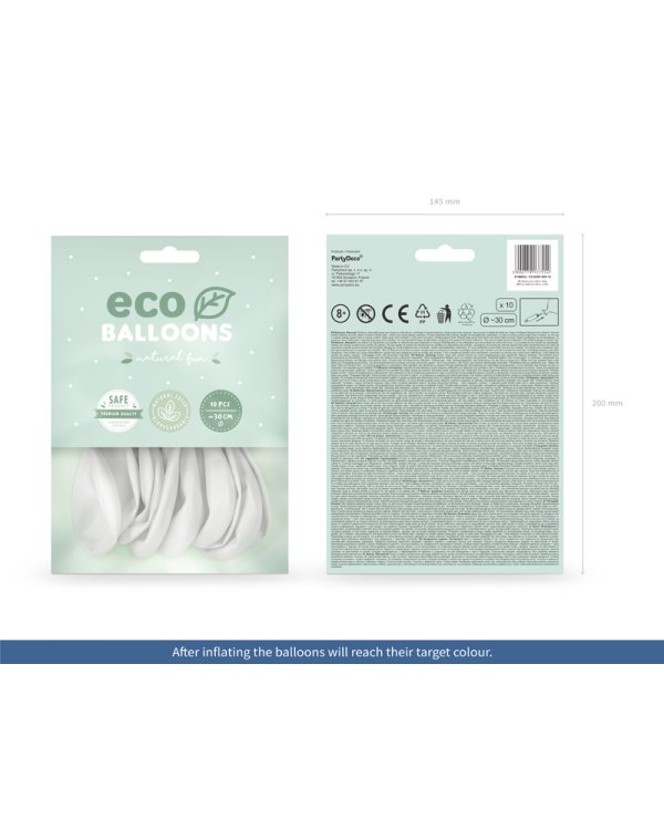 Eco Balloons 26cm pastel, white (1 pkt / 10 pc.)