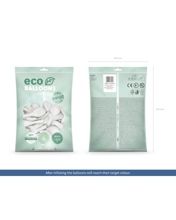 Eco Balloons 26cm pastel, white (1 pkt / 100 pc.)