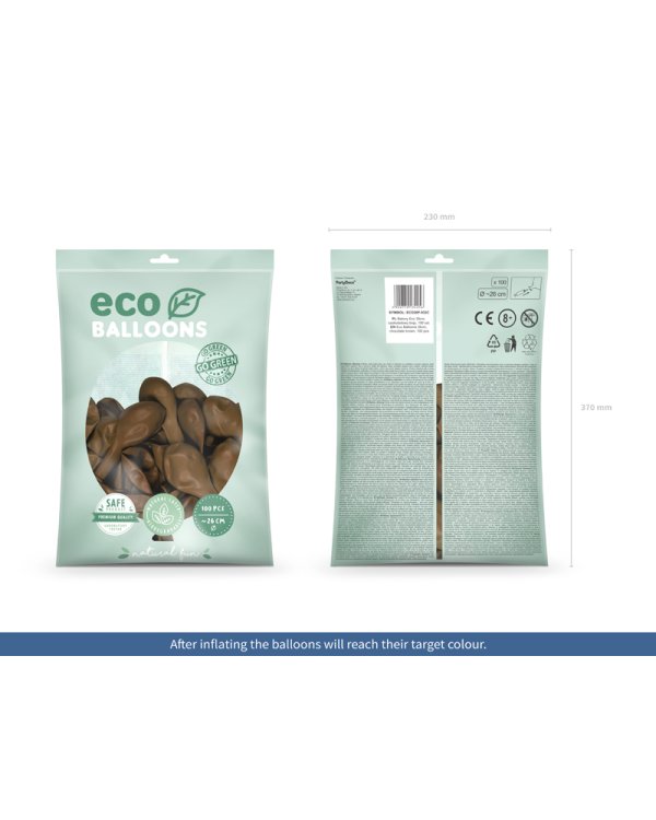 Eco Balloons 26cm pastel, chocolate brown (1 pkt / 100 pc.)