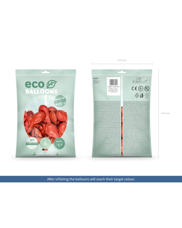 Eco Balloons 26cm pastel, coral (1 pkt / 100 pc.)