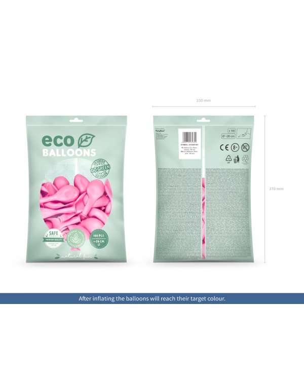 Eco Balloons 26cm pastel, pink (1 pkt / 100 pc.)